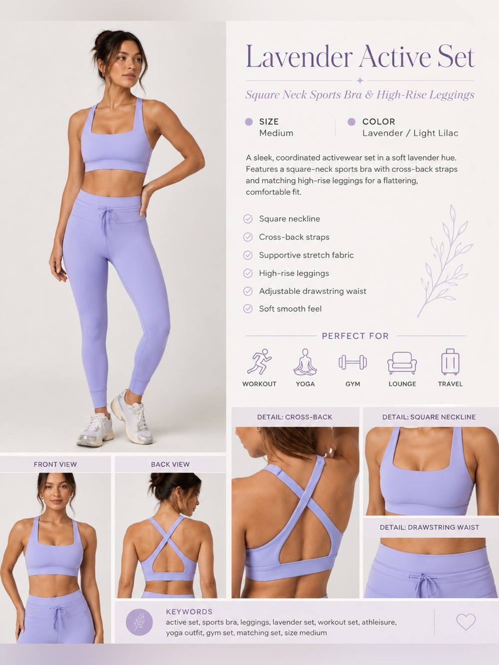 Vuori Daily Form Bra Color: Hyacinth Size: Medium